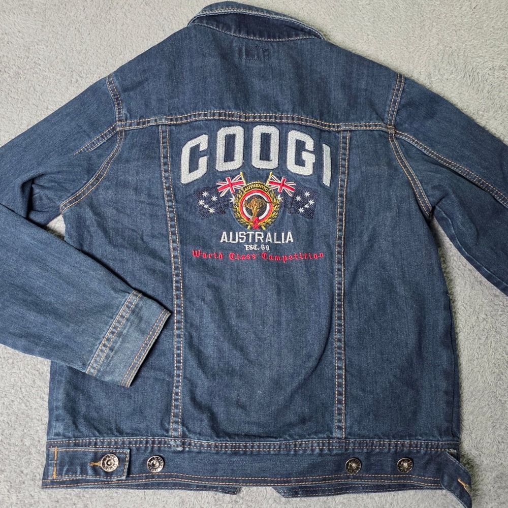 Coogi Girls 16 Denim Jacket Blue Embroidered Australia World Class Competition
